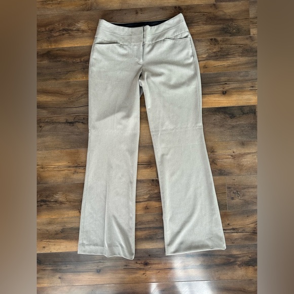 Express Mid-Rise Wide Waistband Editor Taupe Dress Pant Trouser, 4R - Picture 1 of 8